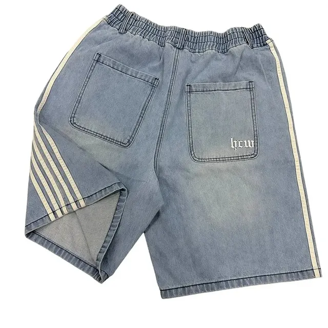 Short en denim rayé