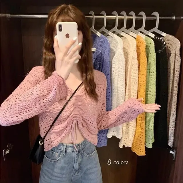 Top crochet ajouré à cordon
