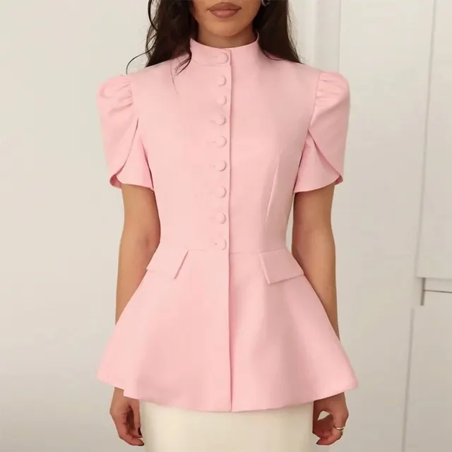 Veste peplum col montant