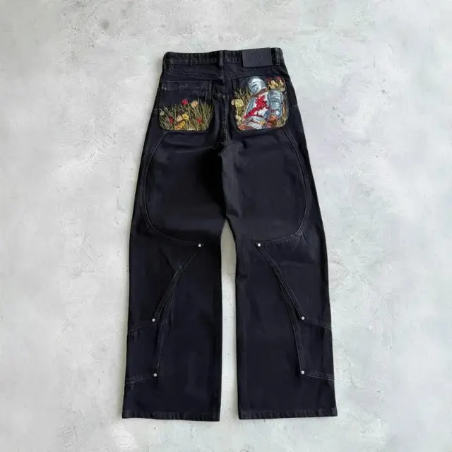 Jean baggy brodé chevalier