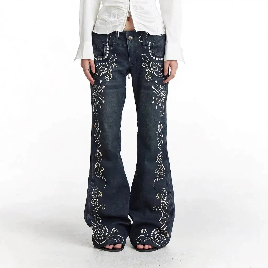 Jean flare strass Y2K