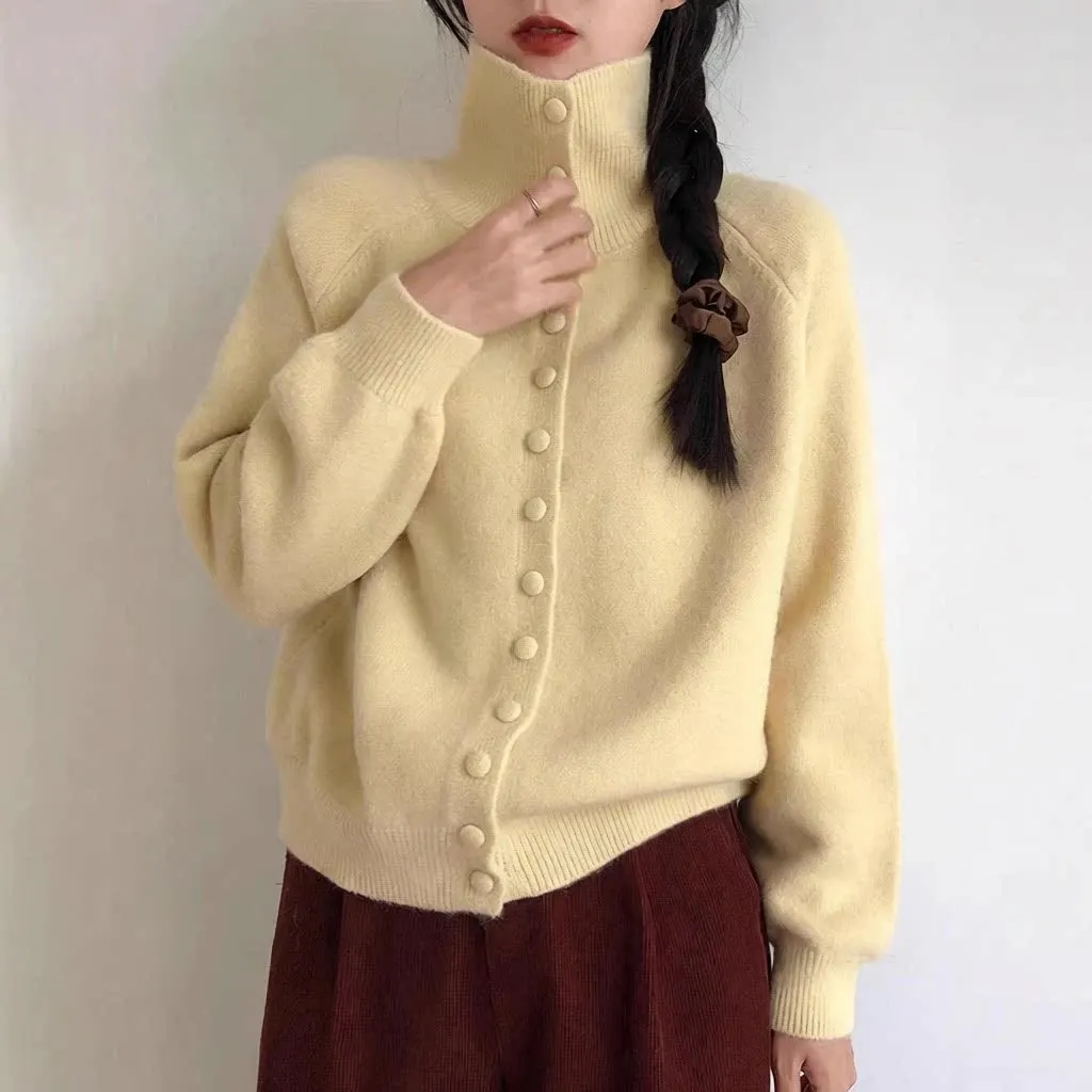 Cardigan col montant boutonné