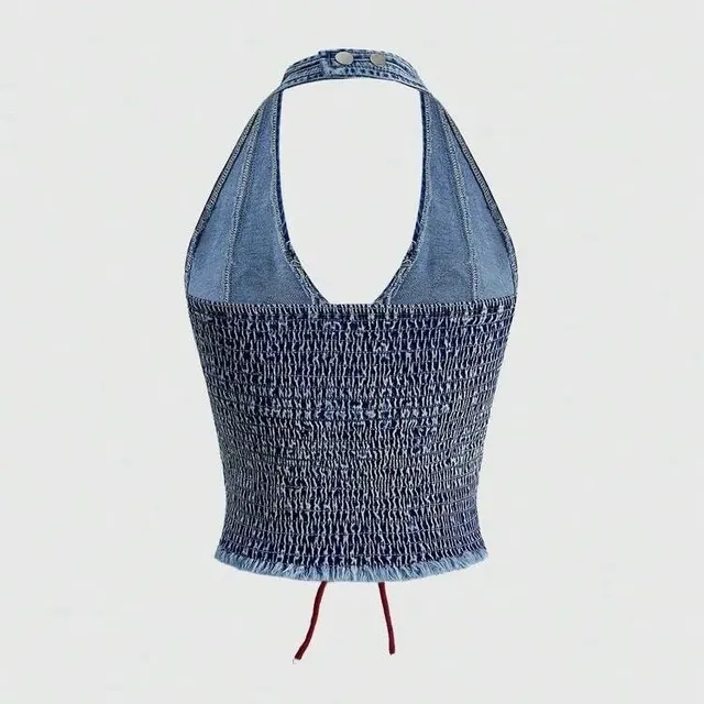 Top halter en denim
