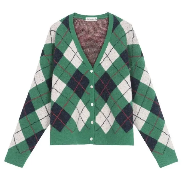 Cardigan en maille à losanges
