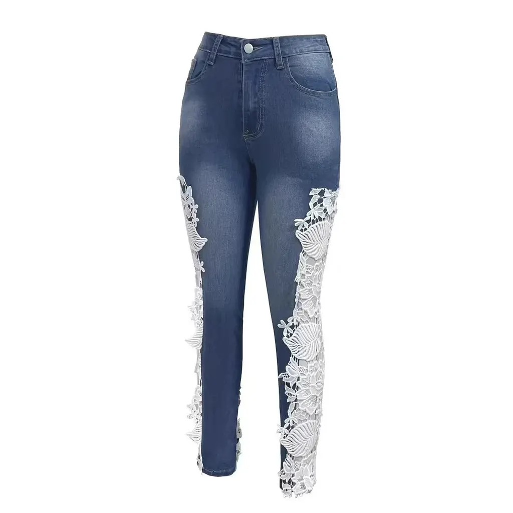 Jean skinny empiècements dentelle