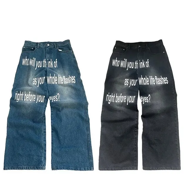Jean baggy imprimé lettres
