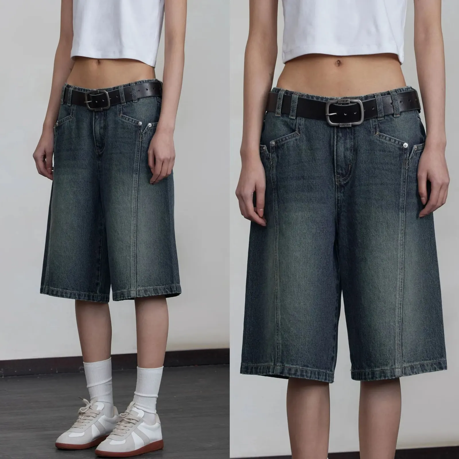 Short en jean délavé