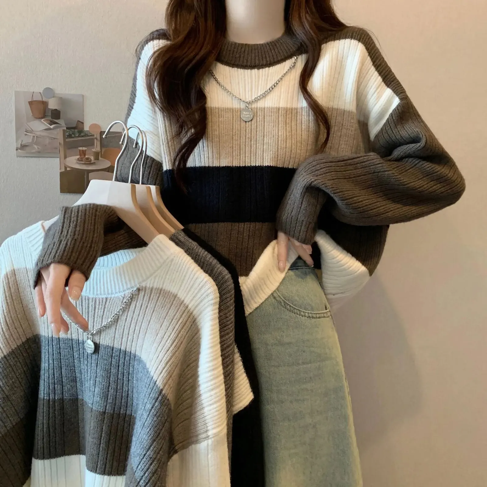 Pull rayé en maille
