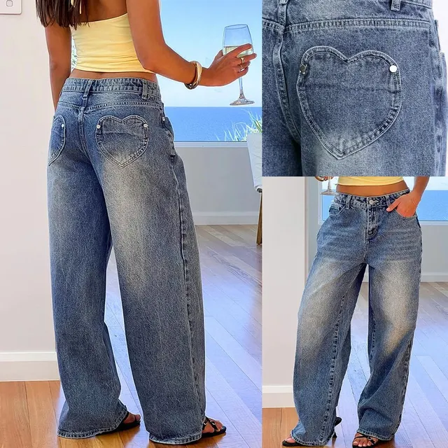 Jean large poches cœur