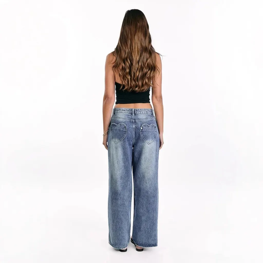 Jean large poches cœur
