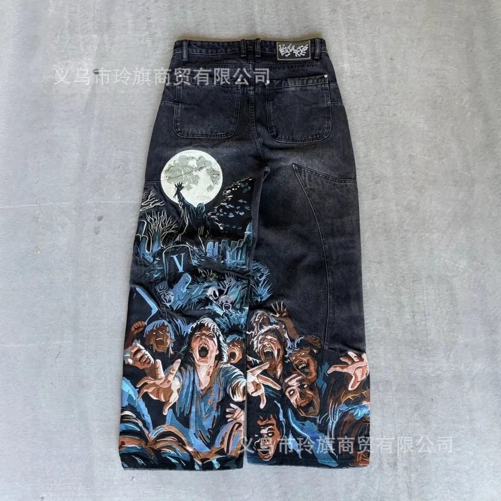 Jean baggy brodé zombies
