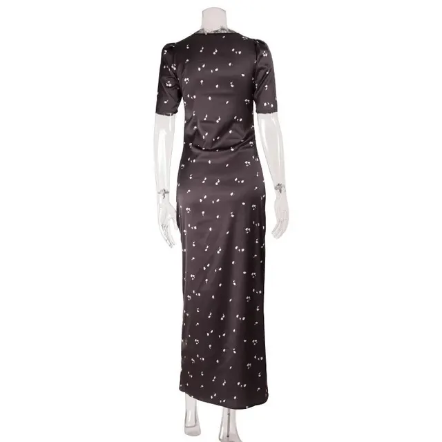 Robe midi satin dentelle