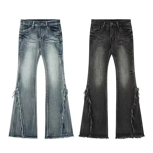 Jean flare délavé effiloché