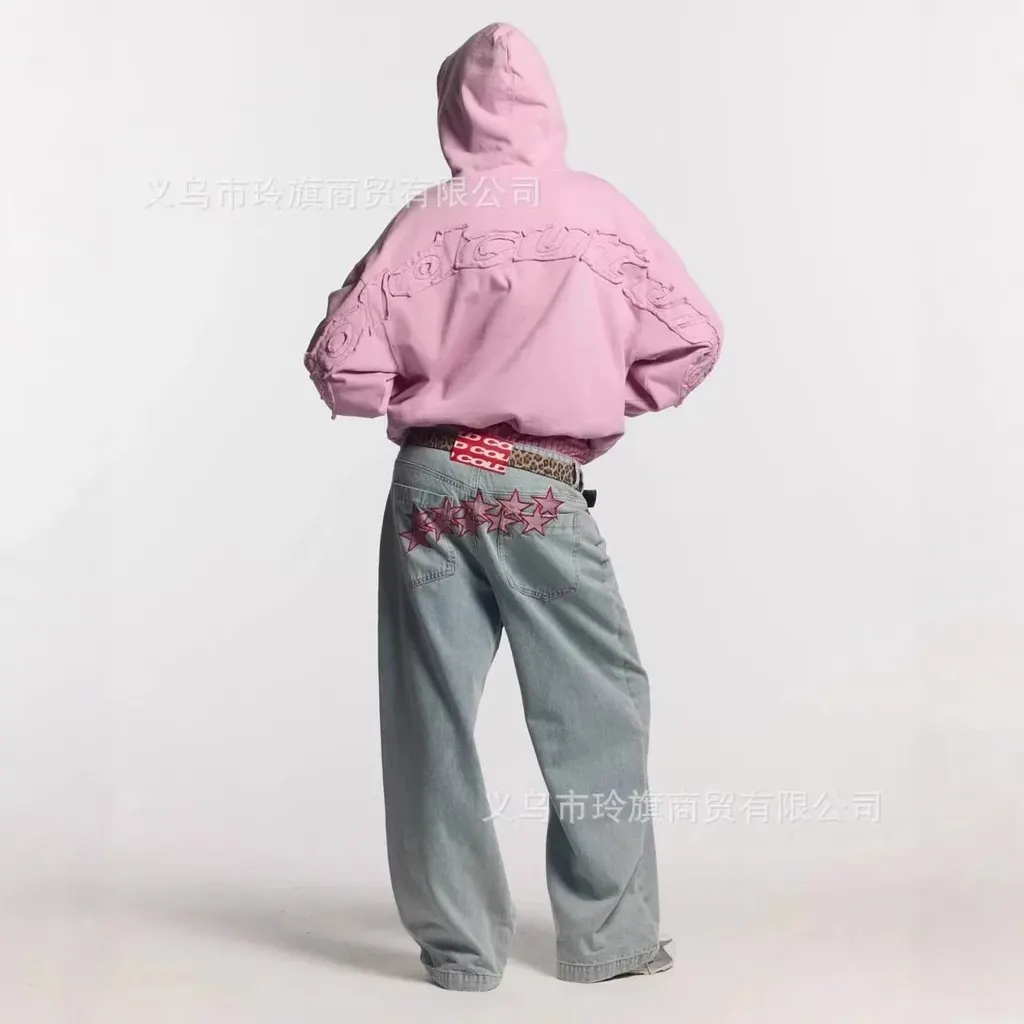 Jean baggy étoiles brodées