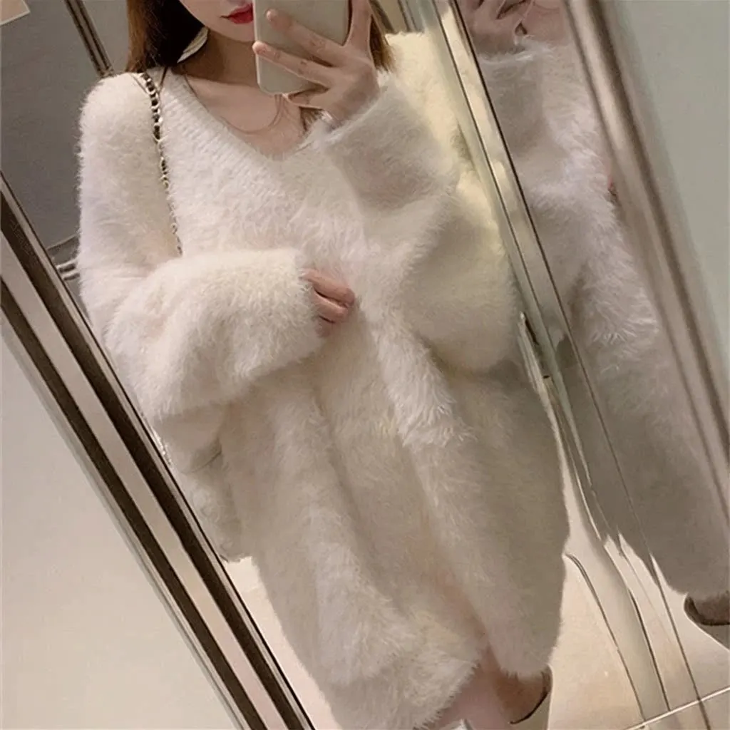 Pull oversize en fausse fourrure