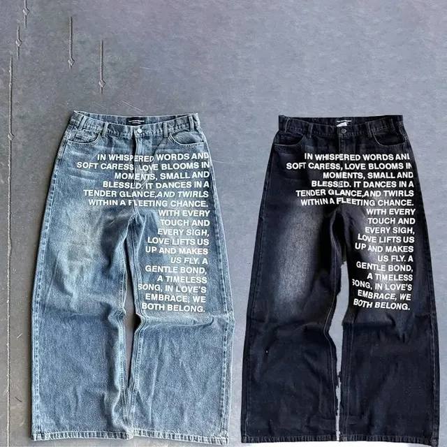 Jean baggy imprimé lettres