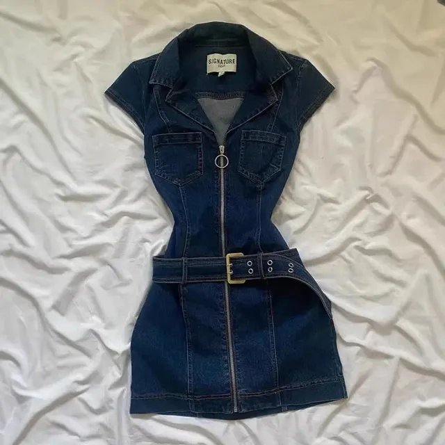 Robe en denim zippée