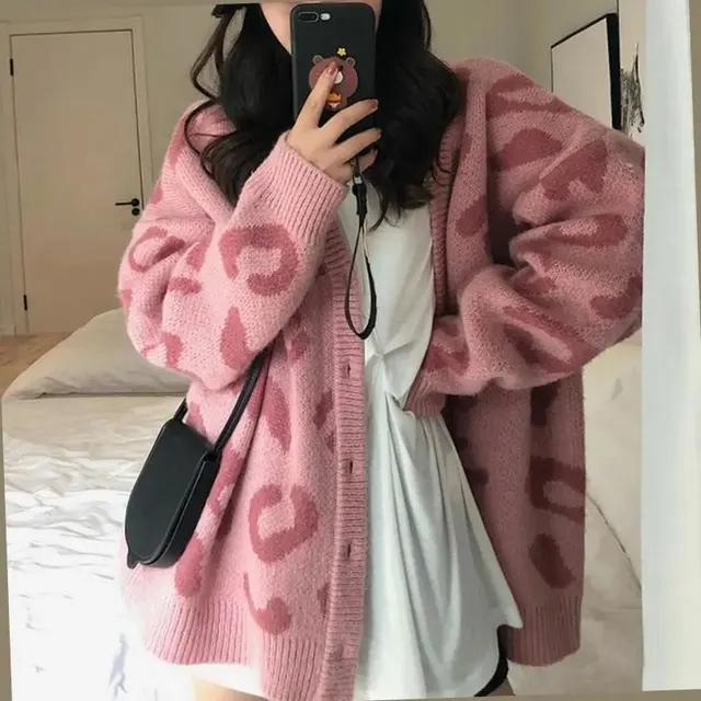 Cardigan en maille léopard