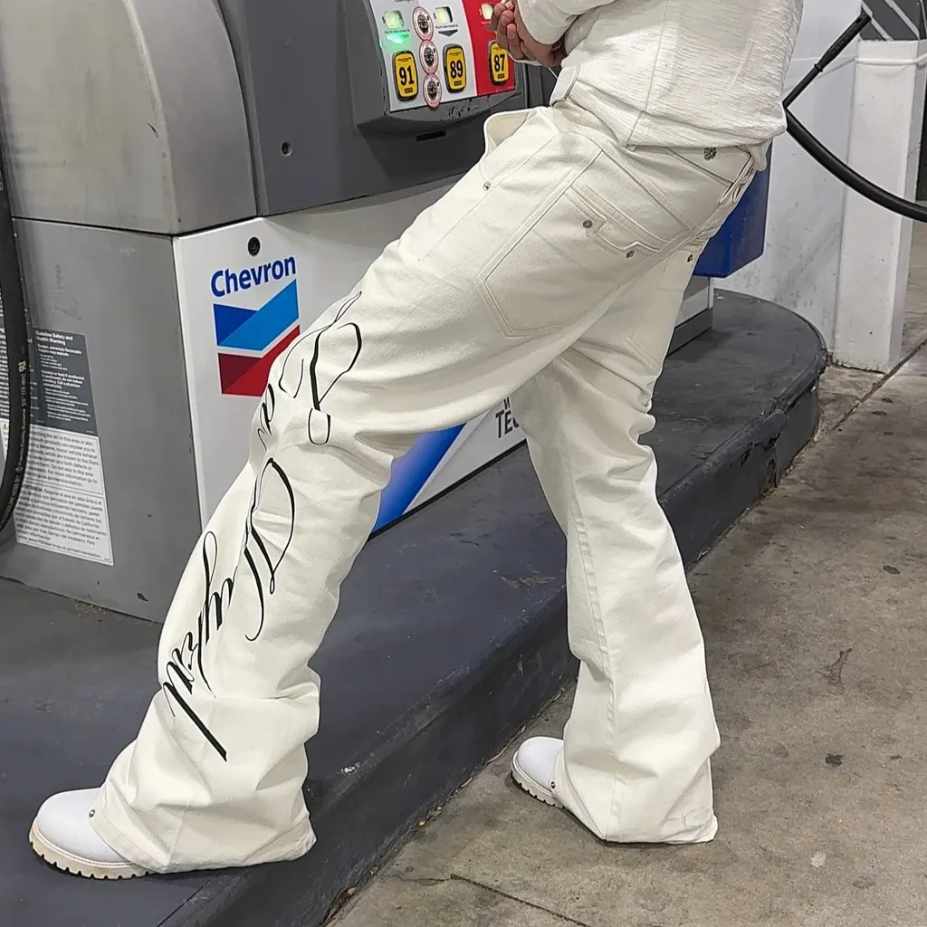 Jean flare blanc cassé