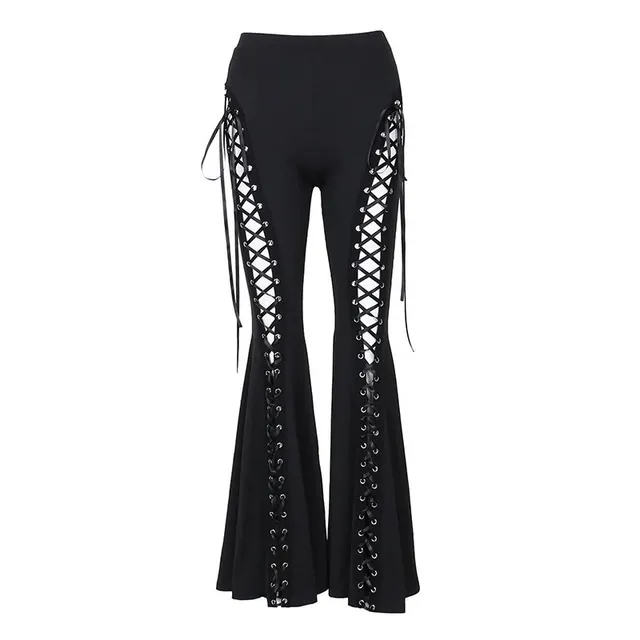 Pantalon flare gothique lacé