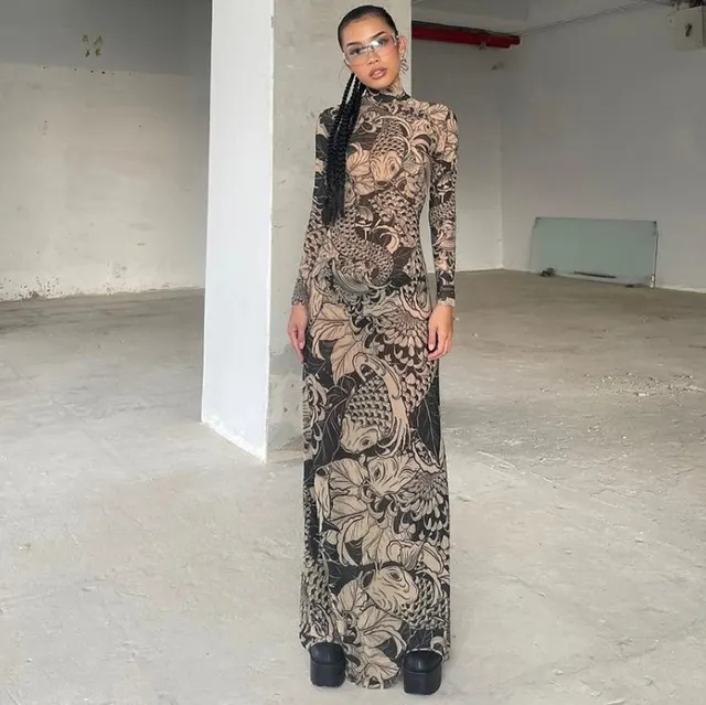 Robe longue en mesh
