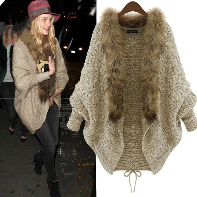 Cardigan maille col fourrure