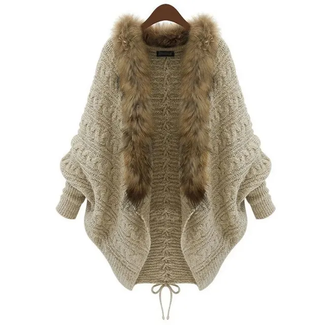 Cardigan maille col fourrure