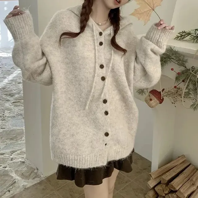 Cardigan à capuche en maille