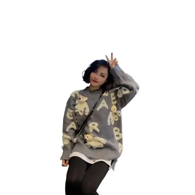 Pull en maille oursons 3D