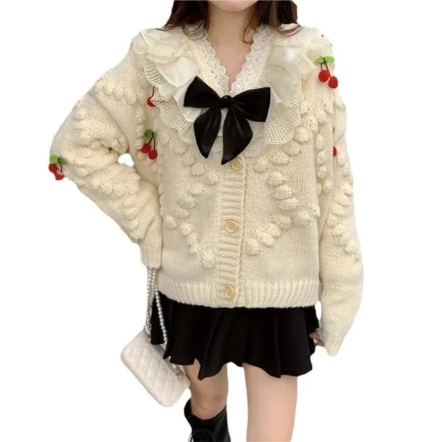 Cardigan en maille cerises