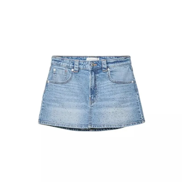 Mini-jupe en denim à strass