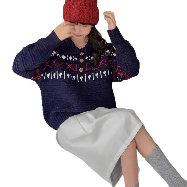 Pull jacquard col polo