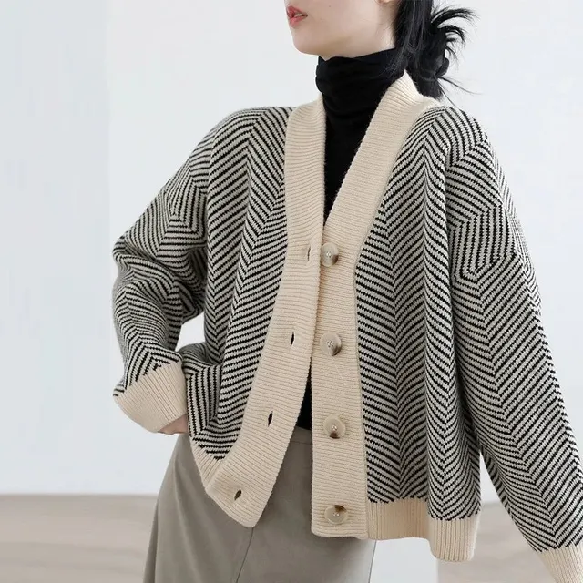 Cardigan en maille chevrons