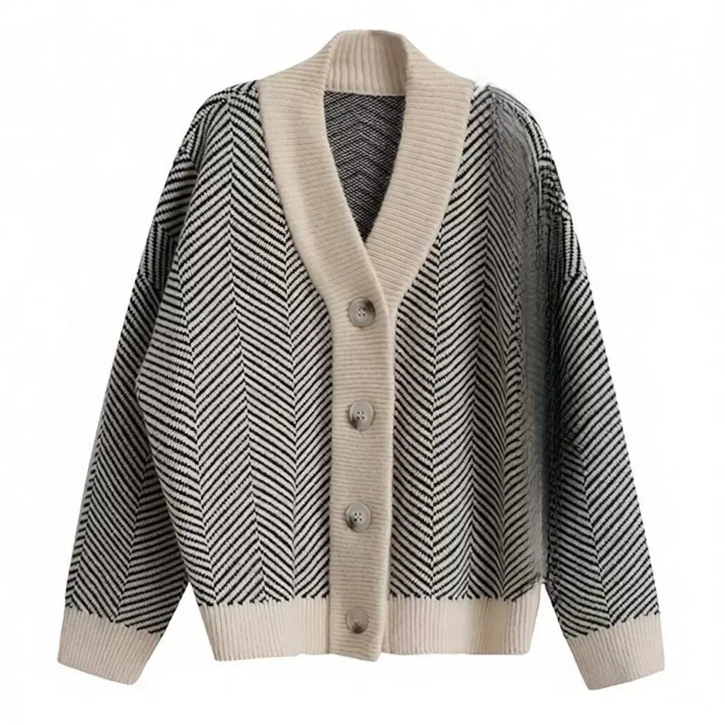Cardigan en maille chevrons