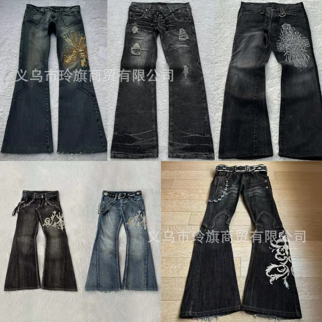 Jean flare brodé Y2K