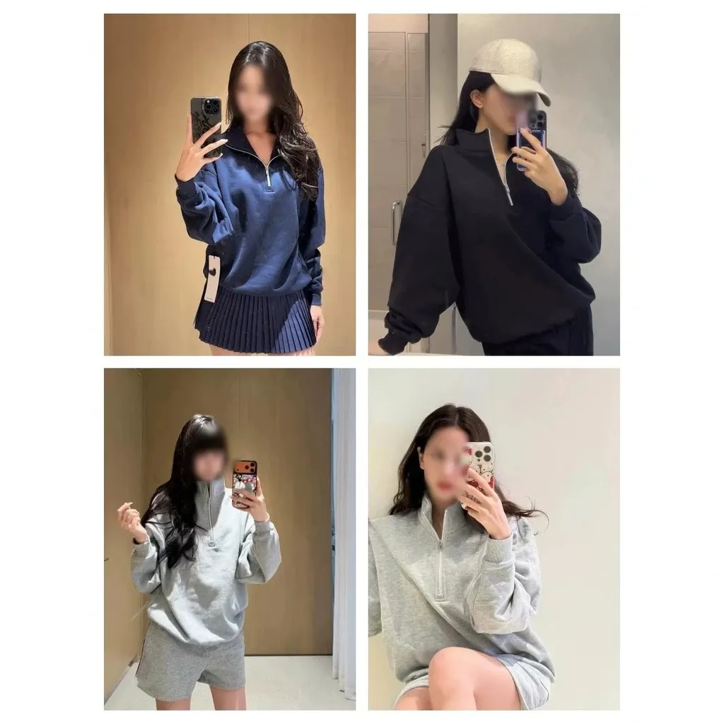 Sweat demi-zip col montant