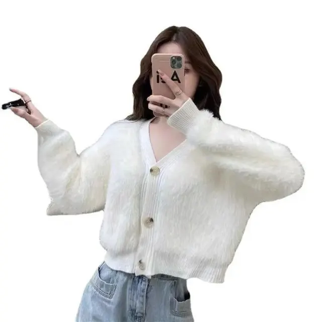 Cardigan court en fausse fourrure