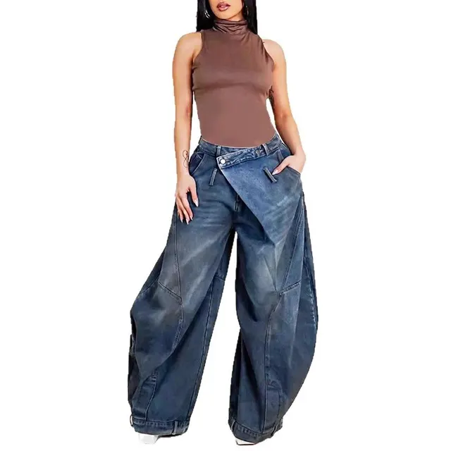 Jean baggy taille croisée