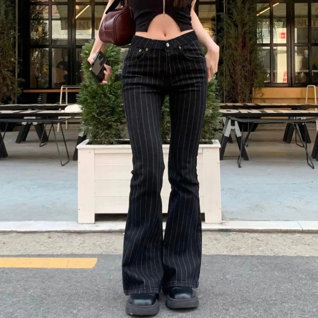 Jean flare rayé