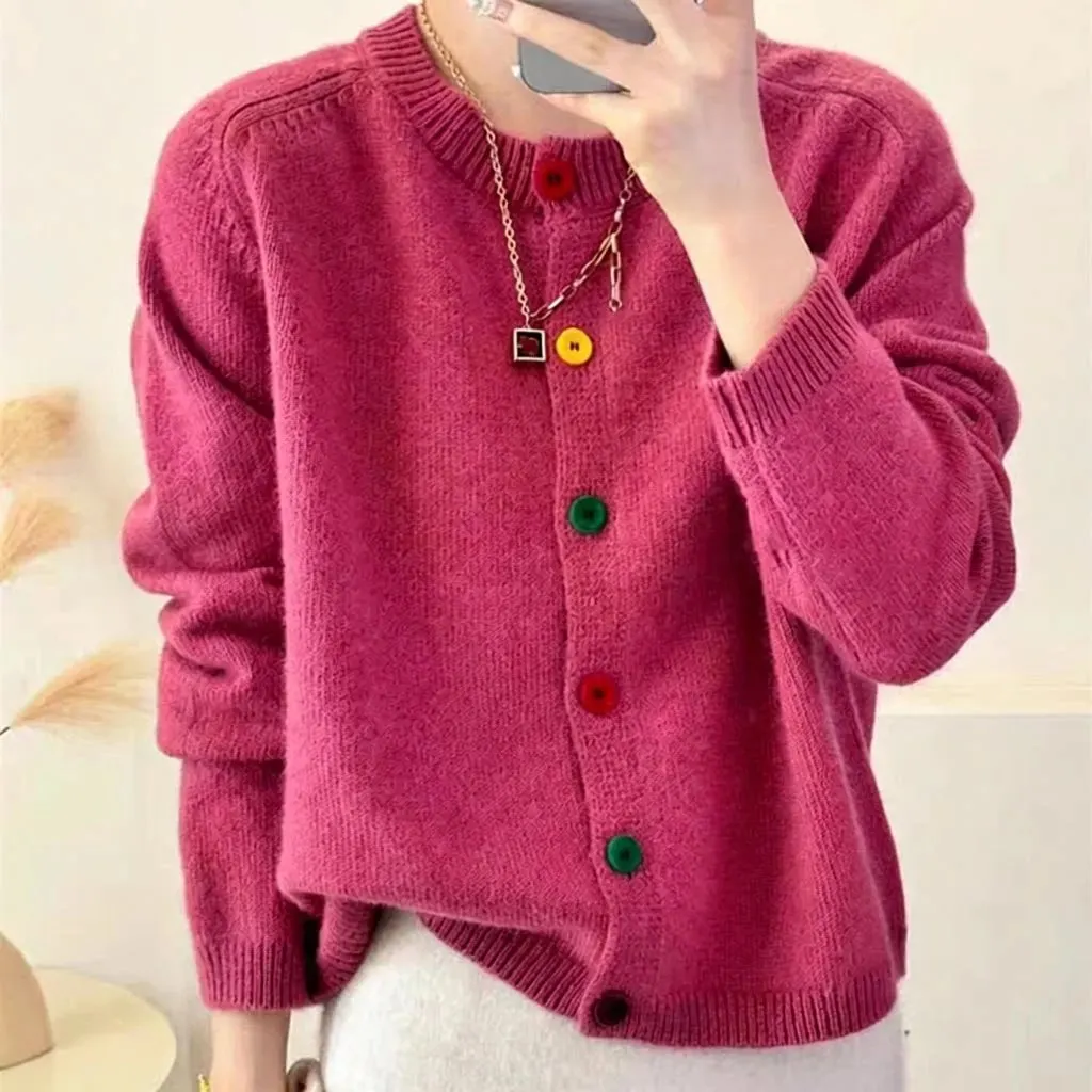 Cardigan boutons colorés