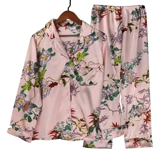 Pyjama satin fleuri