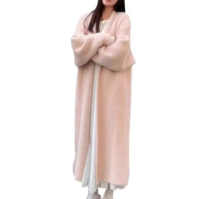Cardigan long effet vison