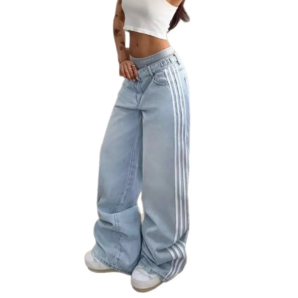 Jean baggy à bandes