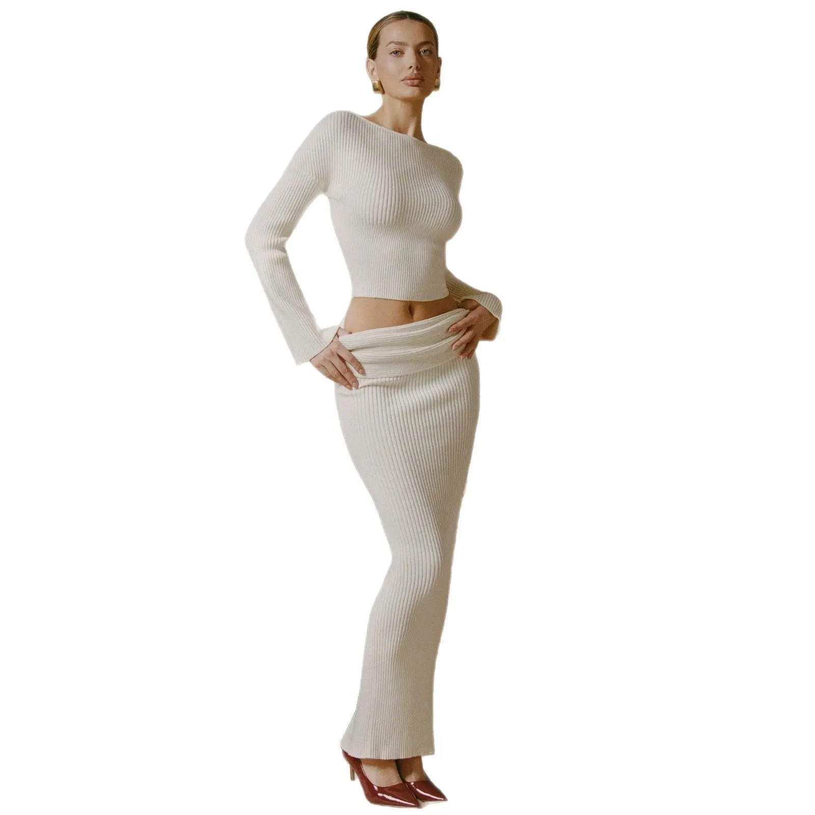 Ensemble maille top et jupe
