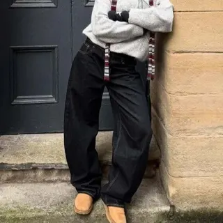 Jean barrel taille haute