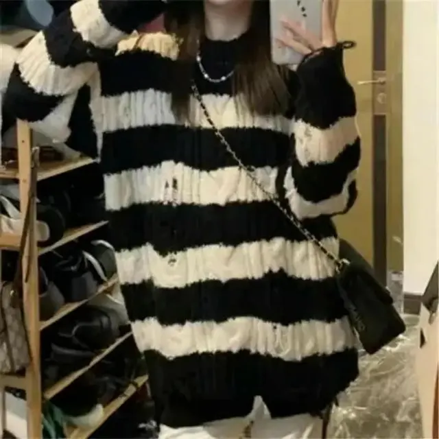 Pull rayé effet destroy