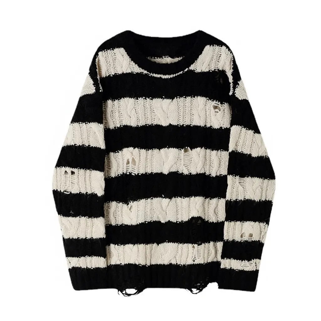 Pull rayé effet destroy
