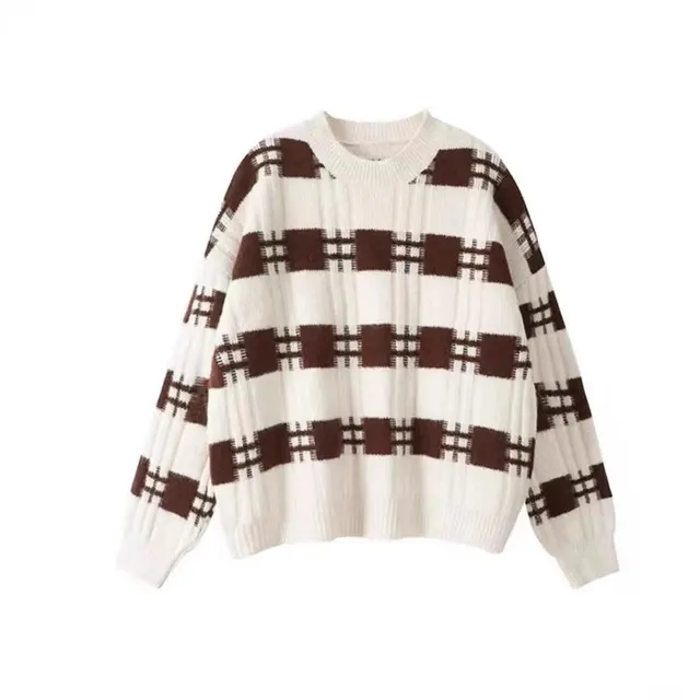 Pull en maille à carreaux