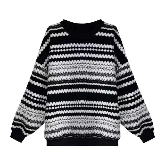 Pull rayé en grosse maille