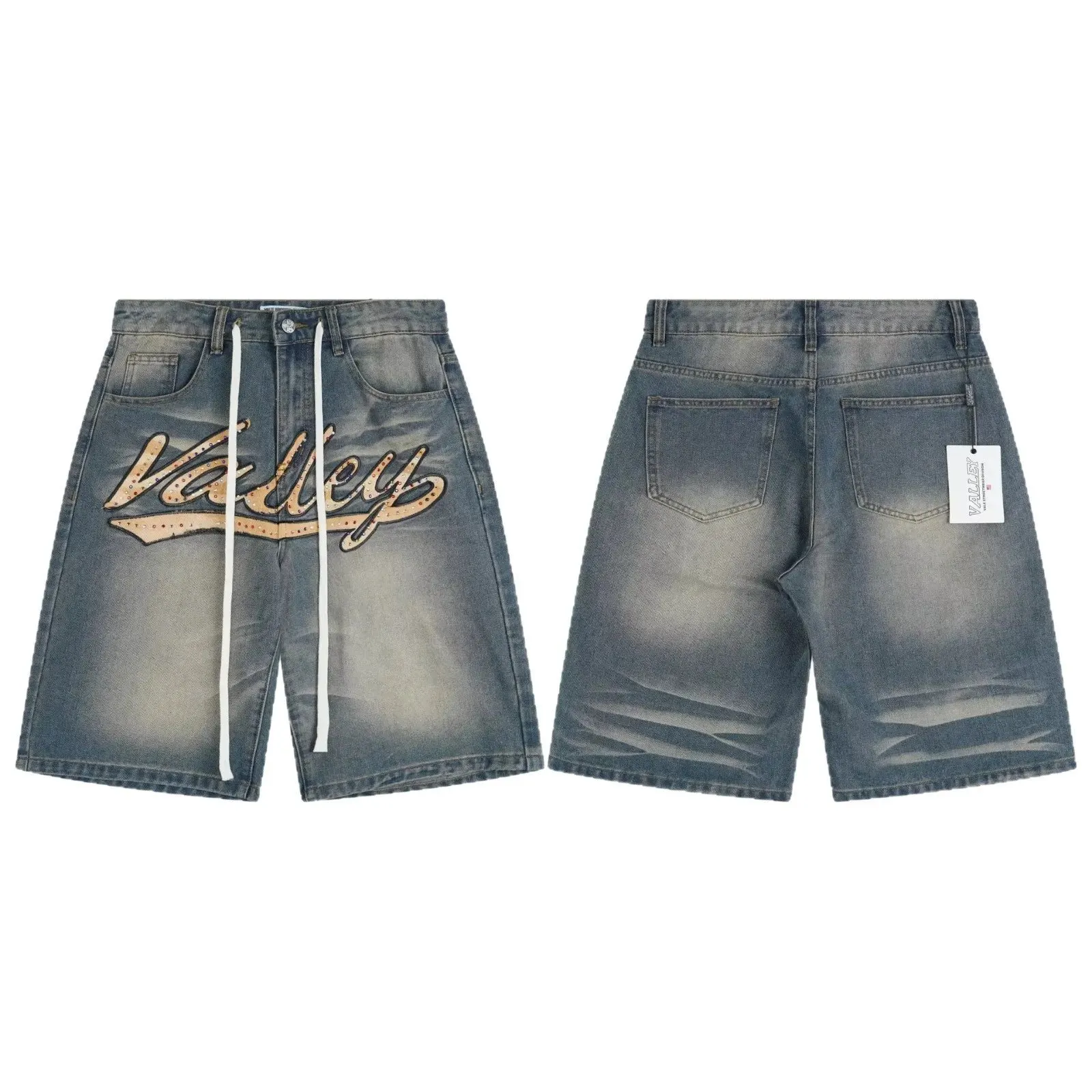 Short en jean à strass